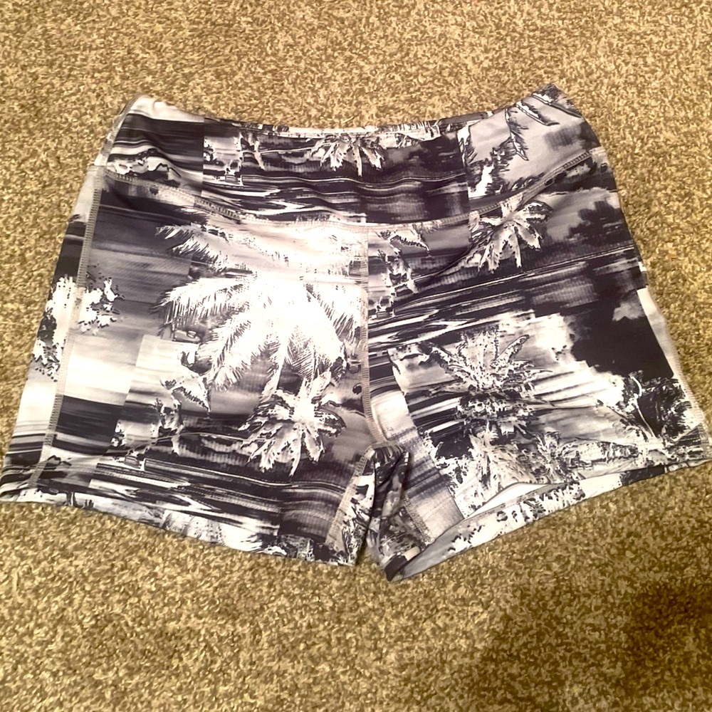 Men's Black and White Palm Tree Shorts